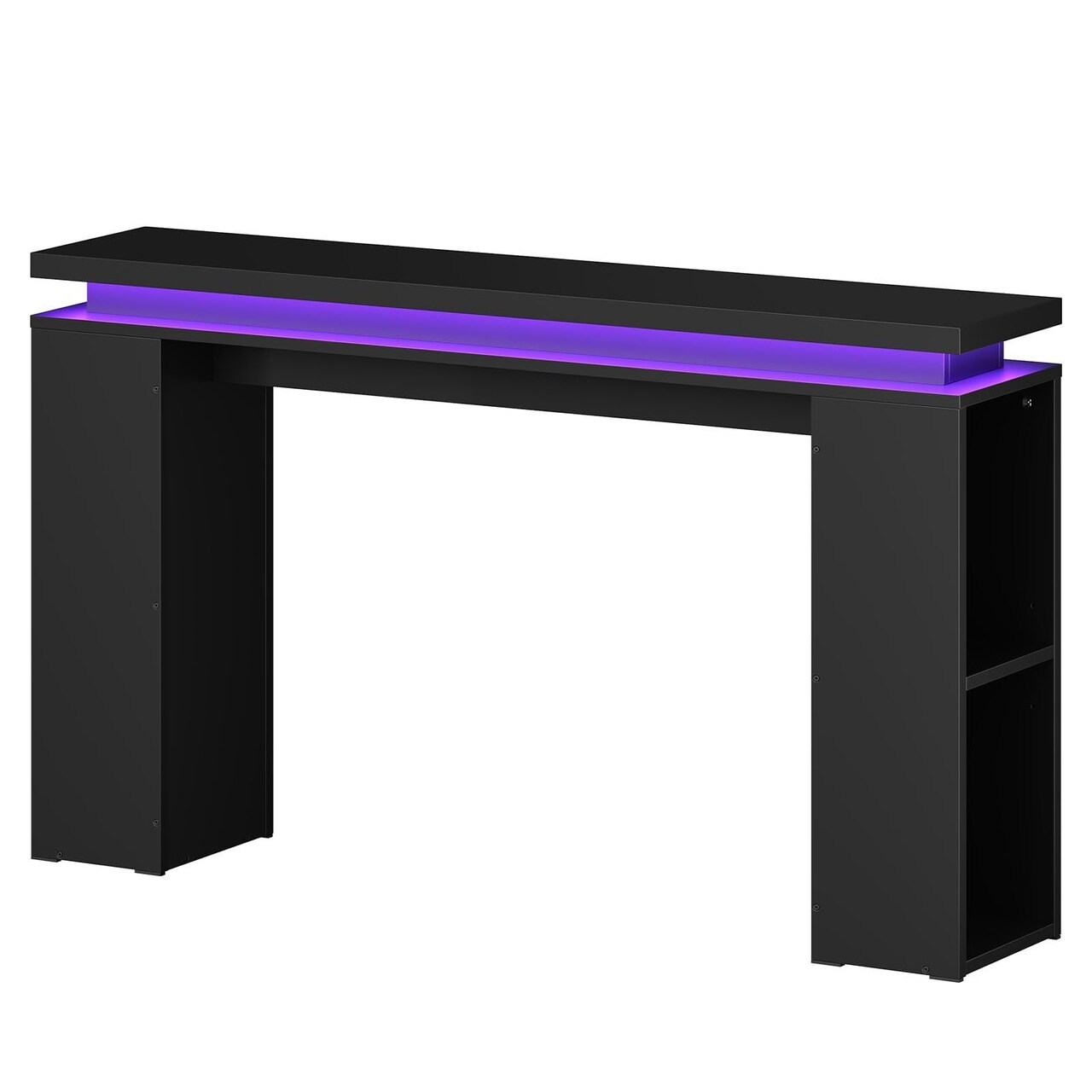 Minimalist Black Floating Console Table – LED Ambient Lighting and Versatile Storage